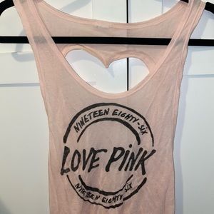 PINK Light Pink Heart Shaped Back Tank Top